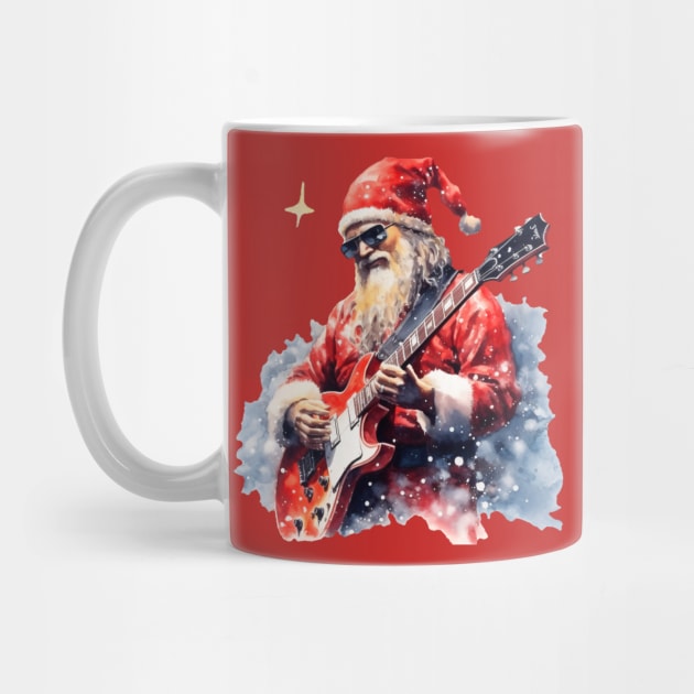 Christmas ,Santa Claus with Guitar,Rock and Roll by Merilinwitch